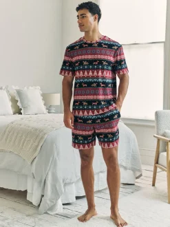 Chelsea Peers pyjama court imprimé jacquard chien de Noël