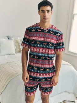 Chelsea Peers pyjama court imprimé jacquard chien de Noël