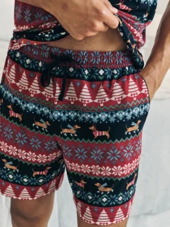 Chelsea Peers pyjama court imprimé jacquard chien de Noël