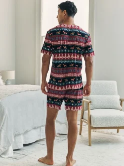 Chelsea Peers pyjama court imprimé jacquard chien de Noël