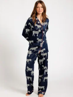 Chelsea Peers pyjama long en satin imprimé zèbre