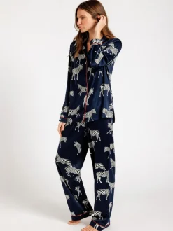Chelsea Peers pyjama long en satin imprimé zèbre