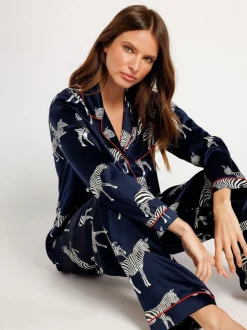 Chelsea Peers pyjama long en satin imprimé zèbre