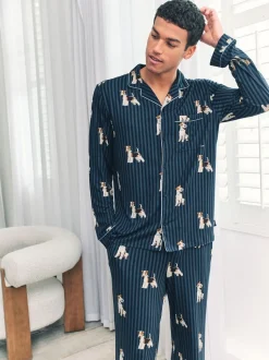 Chelsea Peers pyjama long à rayures chien Terrier