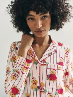 Chelsea Peers pyjama long imprimé chien Cotton Puce the Christmas Cockapoo