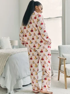 Chelsea Peers pyjama long imprimé chien Cotton Puce the Christmas Cockapoo