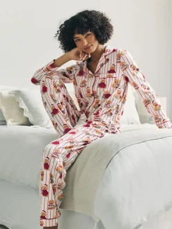 Chelsea Peers pyjama long imprimé chien Cotton Puce the Christmas Cockapoo