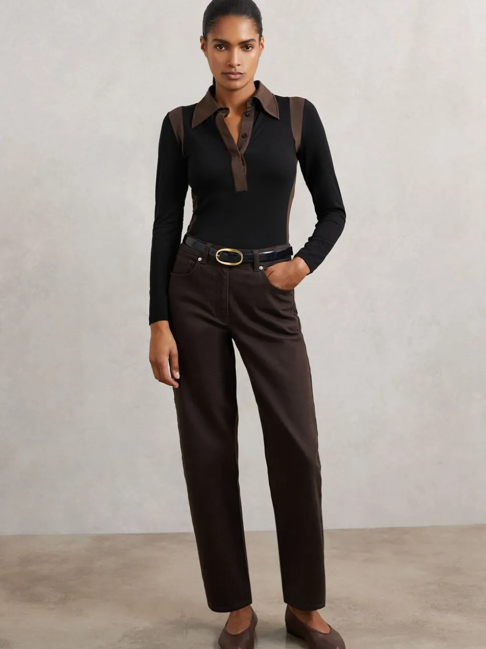 Chemise à col color-block Reiss Denise en jersey