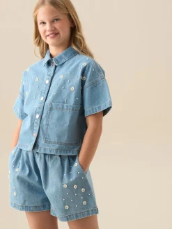 Chemise Angel & Rocket Zeta carrée en denim avec ornements