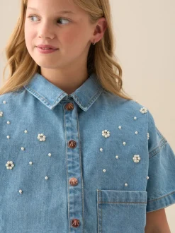 Chemise Angel & Rocket Zeta carrée en denim avec ornements