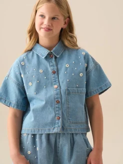 Chemise Angel & Rocket Zeta carrée en denim avec ornements