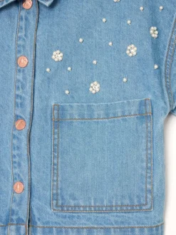 Chemise Angel & Rocket Zeta carrée en denim avec ornements