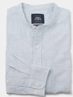 Chemise décontractée Savile Row Company Classic Fit Rayure en Lin à Col mao