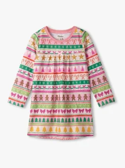 Chemise de nuit Hatley Fun Fair Isle Christmas rose à manches longues