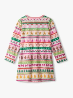 Chemise de nuit Hatley Fun Fair Isle Christmas rose à manches longues
