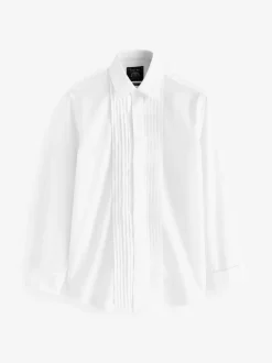 Chemise de smoking Savile Row Company Coupe ajustée en popeline de coton plissée à double poignet