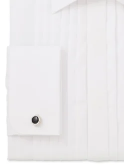 Chemise de smoking Savile Row Company Coupe ajustée en popeline de coton plissée à double poignet