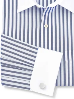 Chemise habillée Winchester en coton rayé classique Savile Row Company à double poignet