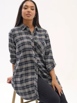 Chemise Yours Curve coupe boyfriend à carreaux