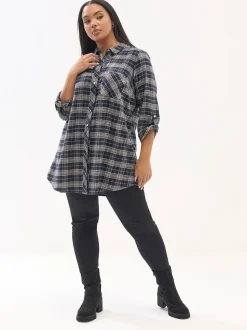 Chemise Yours Curve coupe boyfriend à carreaux