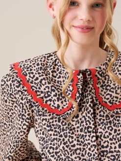 Chemisier Angel & Rocket Elle imprimé léopard à col volanté