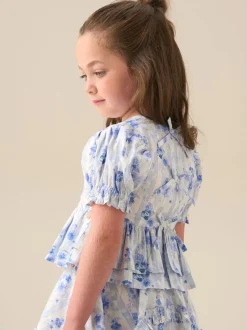 Chemisier Angel & Rocket Pia Fleuri détail cravate péplum