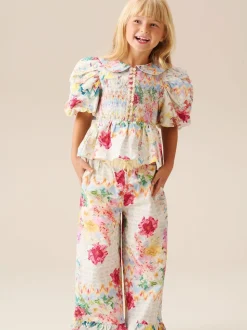 Chemisier froncé Angel & Rocket Orla multicolore à col Claudine