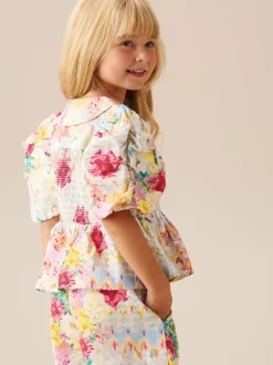 Chemisier froncé Angel & Rocket Orla multicolore à col Claudine