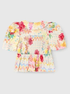 Chemisier froncé Angel & Rocket Orla multicolore à col Claudine