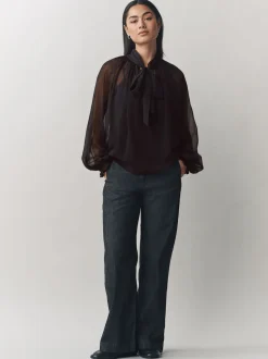 Chemisier Laura Ashley en mousseline à nœud foulard