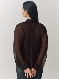 Chemisier Laura Ashley en mousseline à nœud foulard