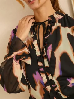 Chemisier Love & Roses manches longues à col cranté