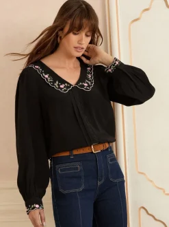 Chemisier Love & Roses manches longues à col cranté