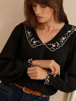 Chemisier Love & Roses manches longues à col cranté