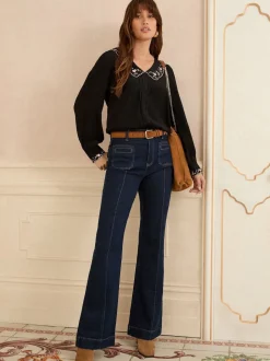 Chemisier Love & Roses manches longues à col cranté