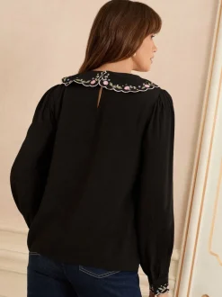 Chemisier Love & Roses manches longues à col cranté