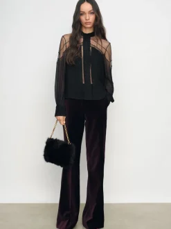 Chemisier Reiss Marnie à col noué et empiècement en dentelle