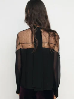 Chemisier Reiss Marnie à col noué et empiècement en dentelle