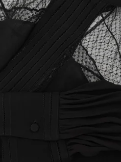 Chemisier Reiss Marnie à col noué et empiècement en dentelle