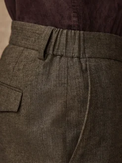 Chevrons kaki vert - Pantalon élégant en coton brossé coupe classique