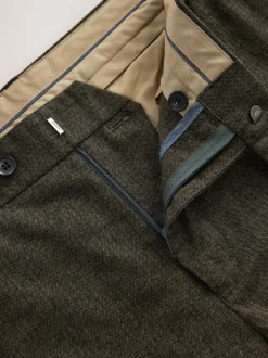 Chevrons kaki vert - Pantalon élégant en coton brossé coupe classique