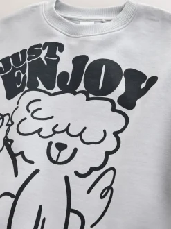 Chien gris/vichy - Ensemble Sweat-shirt et Pantalons Jambe large (3-16ans)