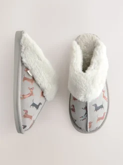 Chien saucisse gris - Suede Mule Pantoufles