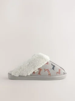 Chien saucisse gris - Suede Mule Pantoufles