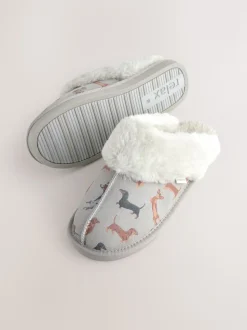 Chien saucisse gris - Suede Mule Pantoufles