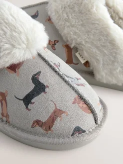 Chien saucisse gris - Suede Mule Pantoufles