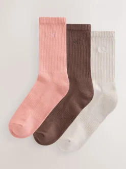 Choc/Neutre/Rose - Self. Chaussettes de cheville Cushion Sole Lounge 3 Pack