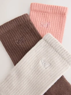 Choc/Neutre/Rose - Self. Chaussettes de cheville Cushion Sole Lounge 3 Pack