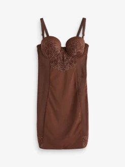 Chocolat Nude - Combinaison gainante en dentelle à bonnets