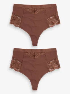 Chocolat Nude - Tongs taille haute légers et modelants pour le contrôle de l'abdomen 2 Pack